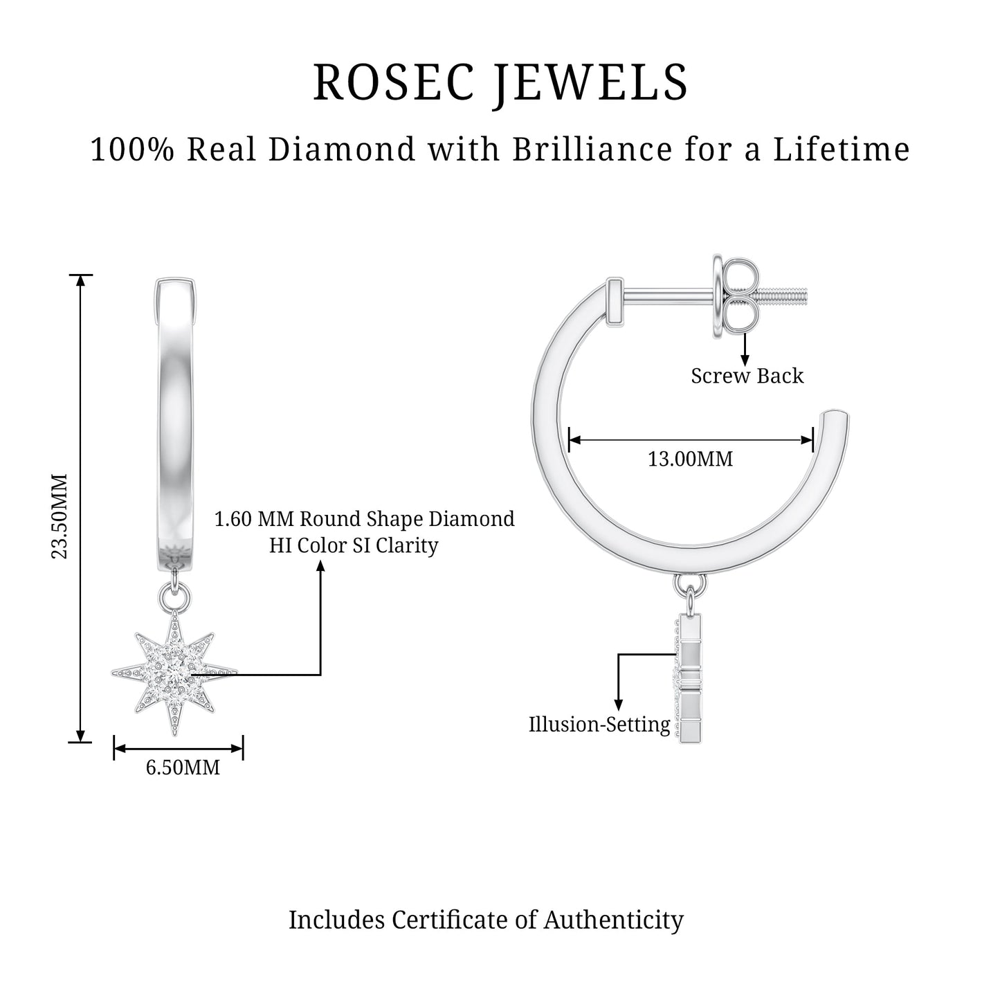 Certified Diamond Star Drop Earrings