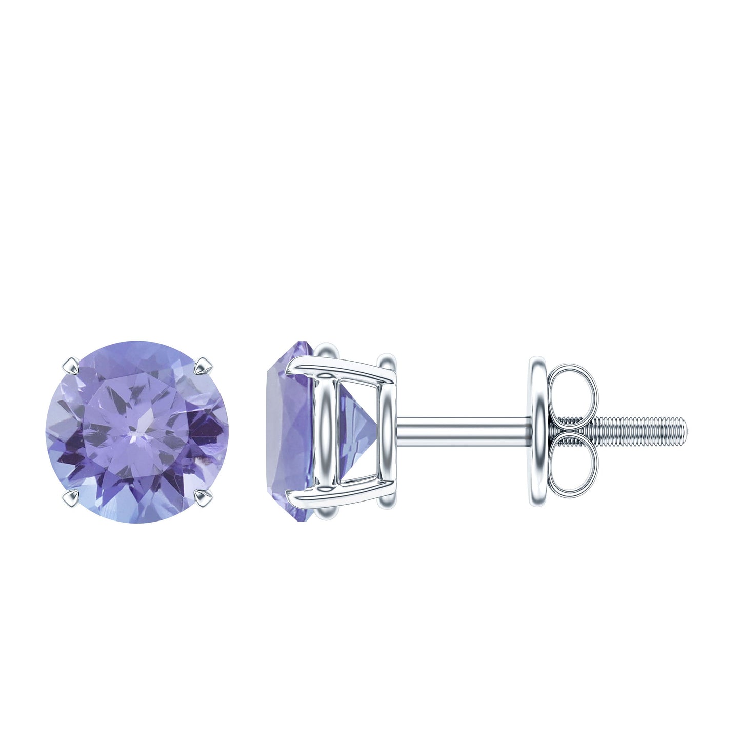 1 Carat Round Cut Tanzanite Stud Earrings for Women