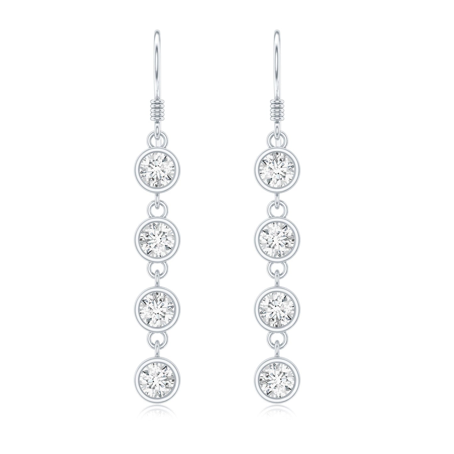Bezel Set Round Moissanite Simple Dangle Earrings