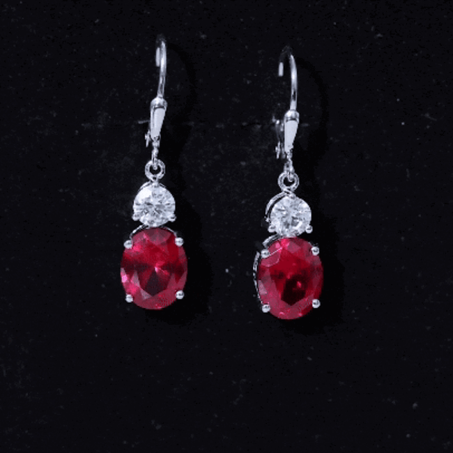 8 Carat Lab Created Ruby Drop Earrings with Certificate
