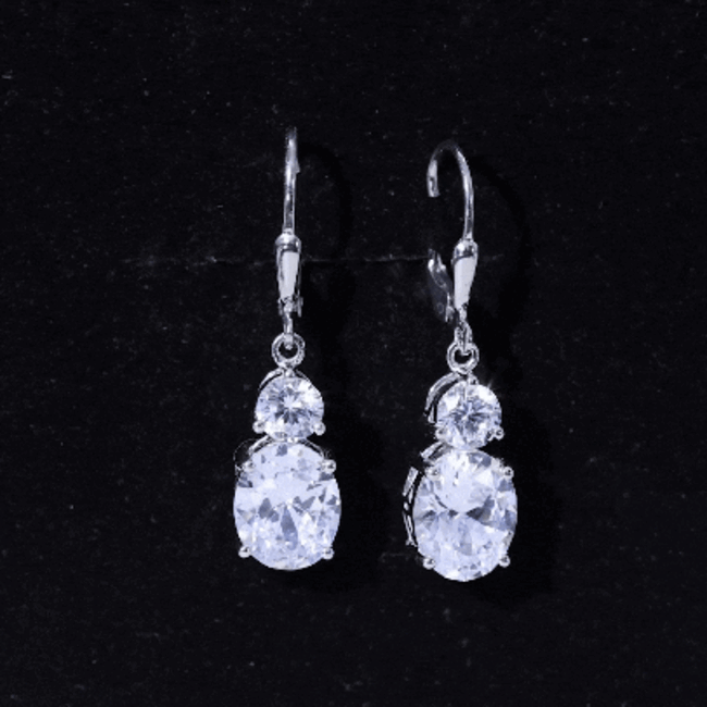 Certified Cubic Zirconia Hoop Drop Earrings with Lever Back
