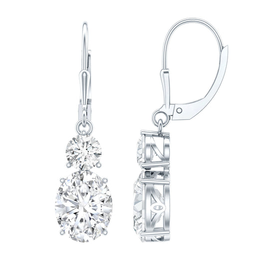 Certified Cubic Zirconia Hoop Drop Earrings with Lever Back