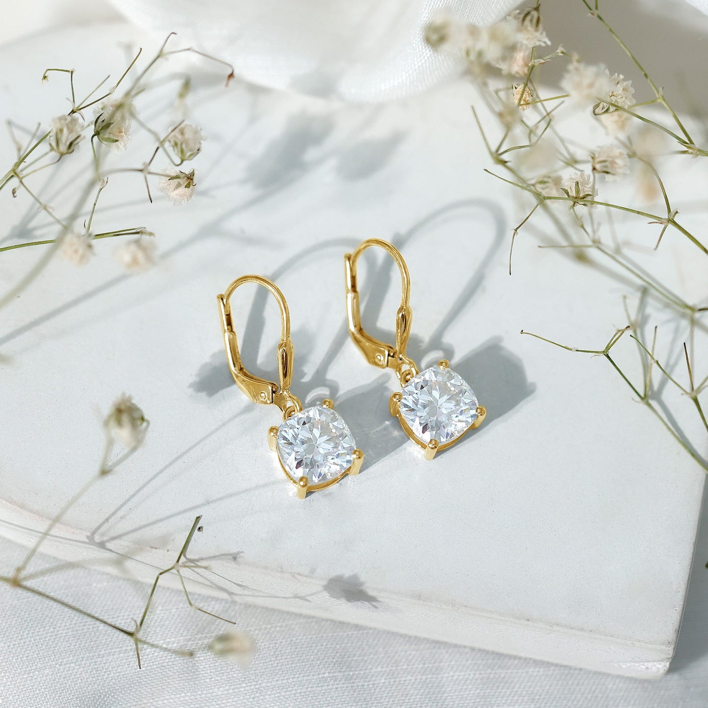 Certified 6 Carat Cushion Cut Moissanite Drop Earrings