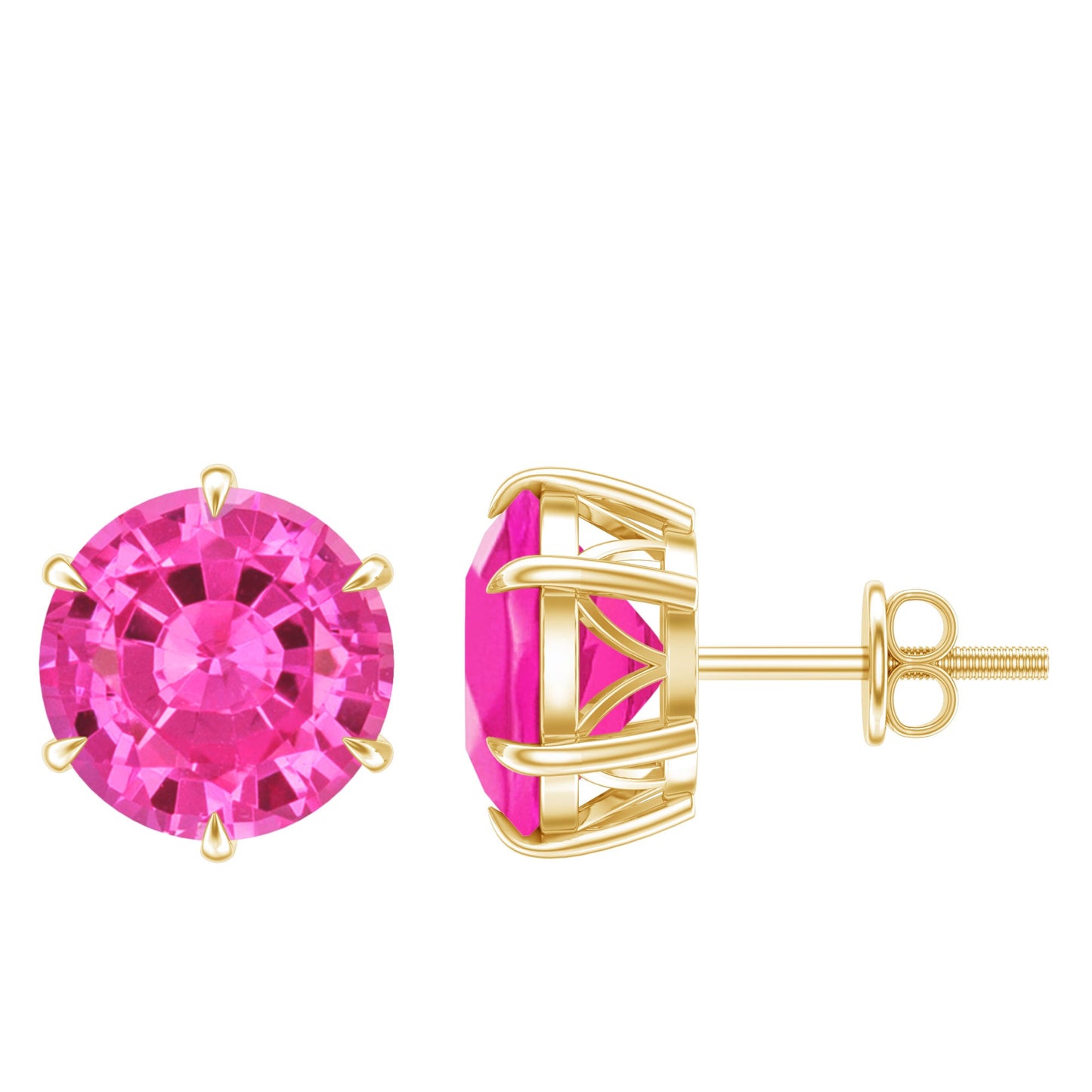 Certified 4.5 Carat Round Lab Created Pink Sapphire Stud Earrings