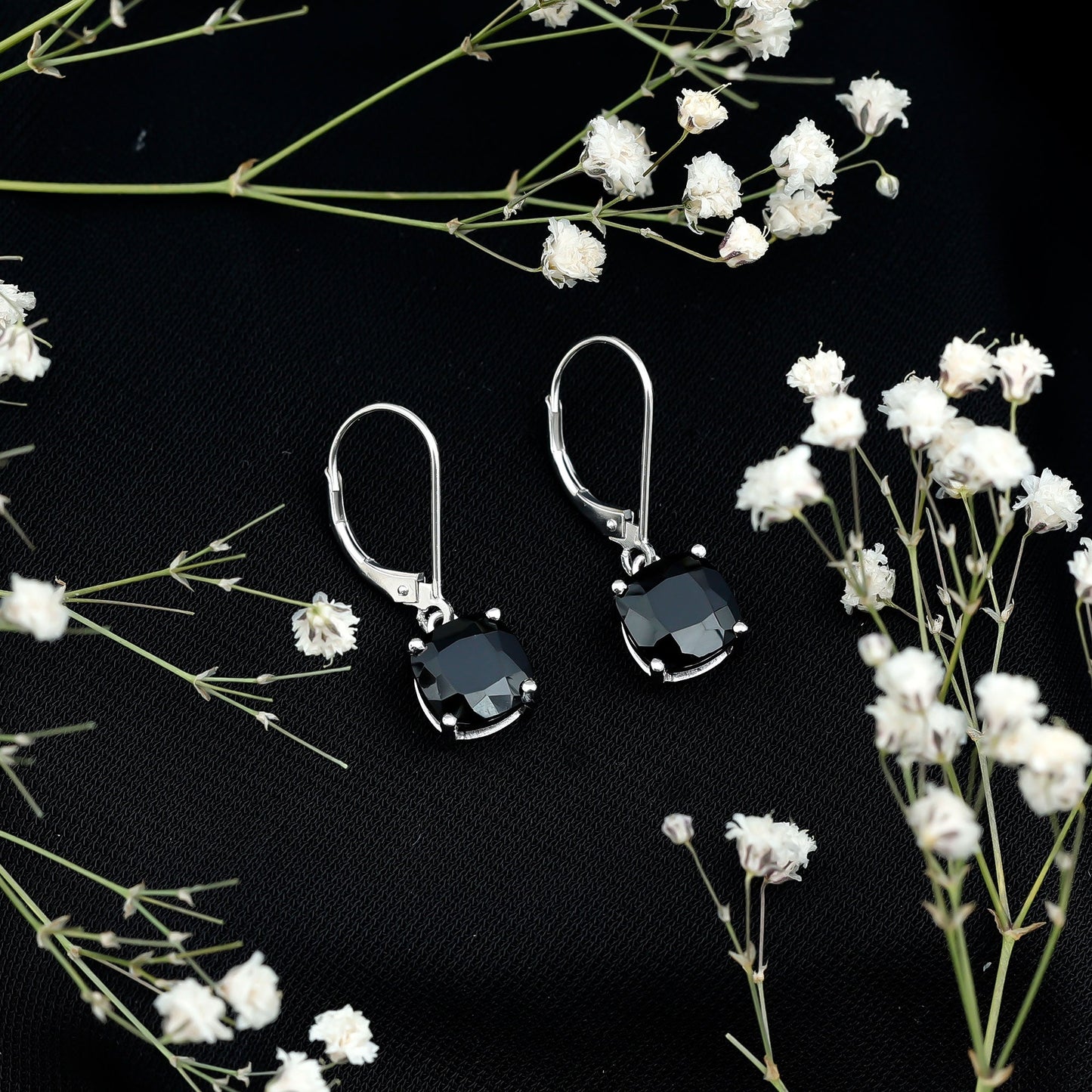 Lab Created Black Diamond Drop Earrings with Lever Back