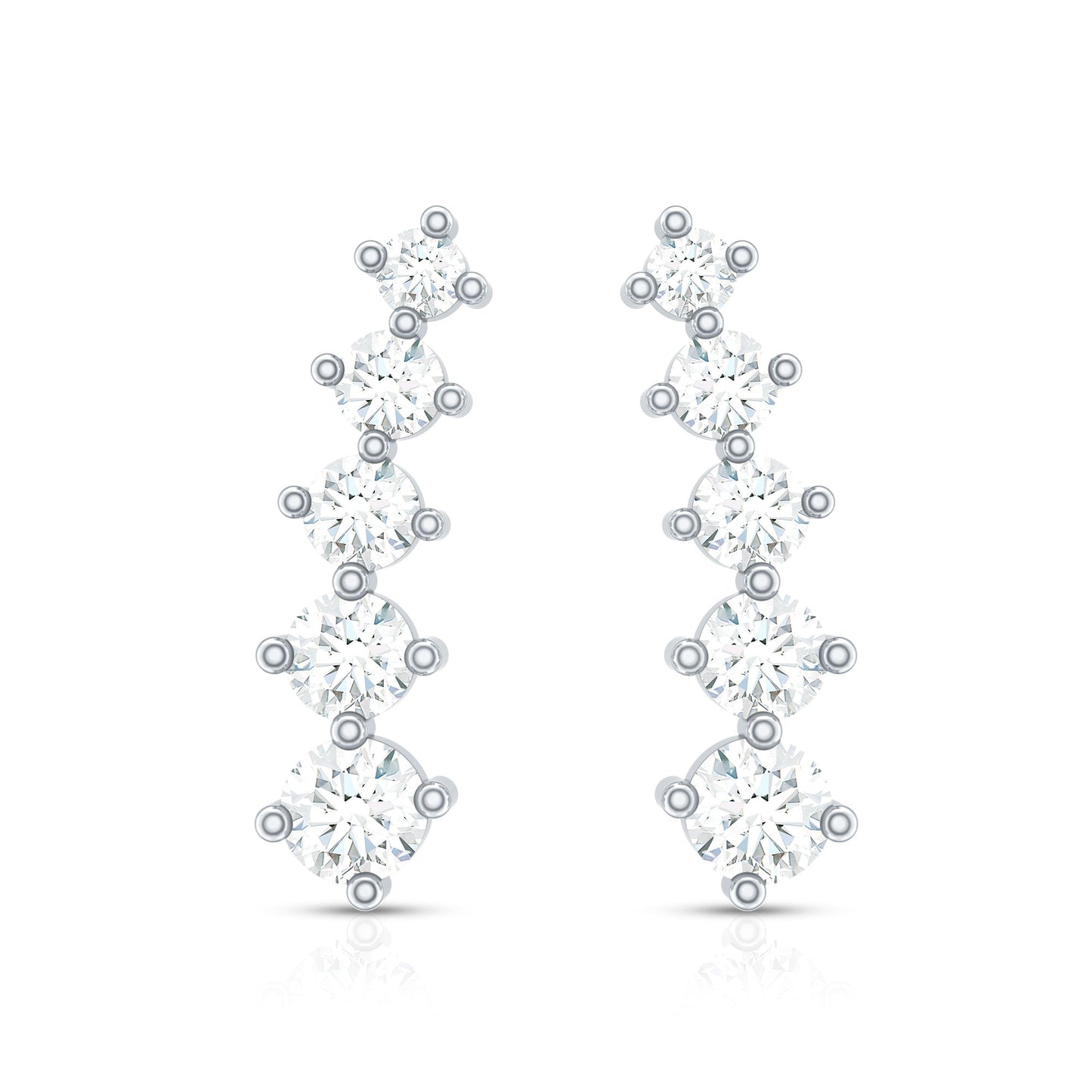 Graduated Style Diamond Climber Earrings