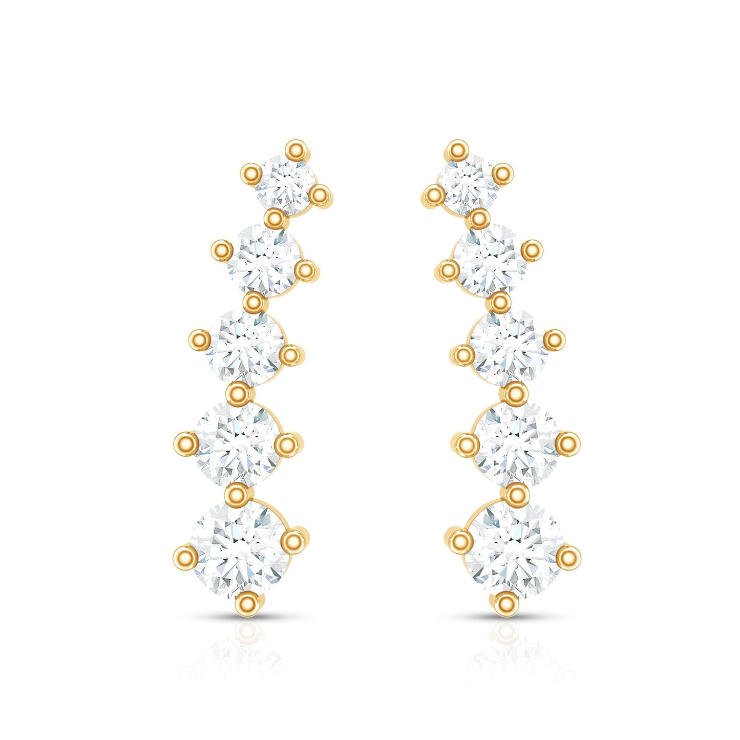 Graduated Style Diamond Climber Earrings