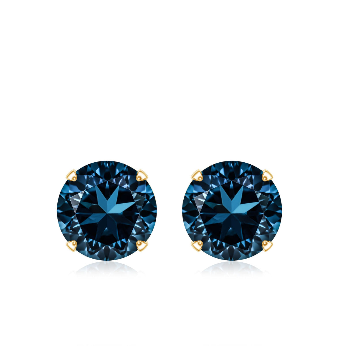 Solitaire 4 Carat London Blue Topaz Stud Earrings with Screw Backs
