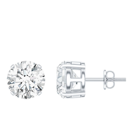 Certified 4 Carat Moissanite Stud Earrings in Silver