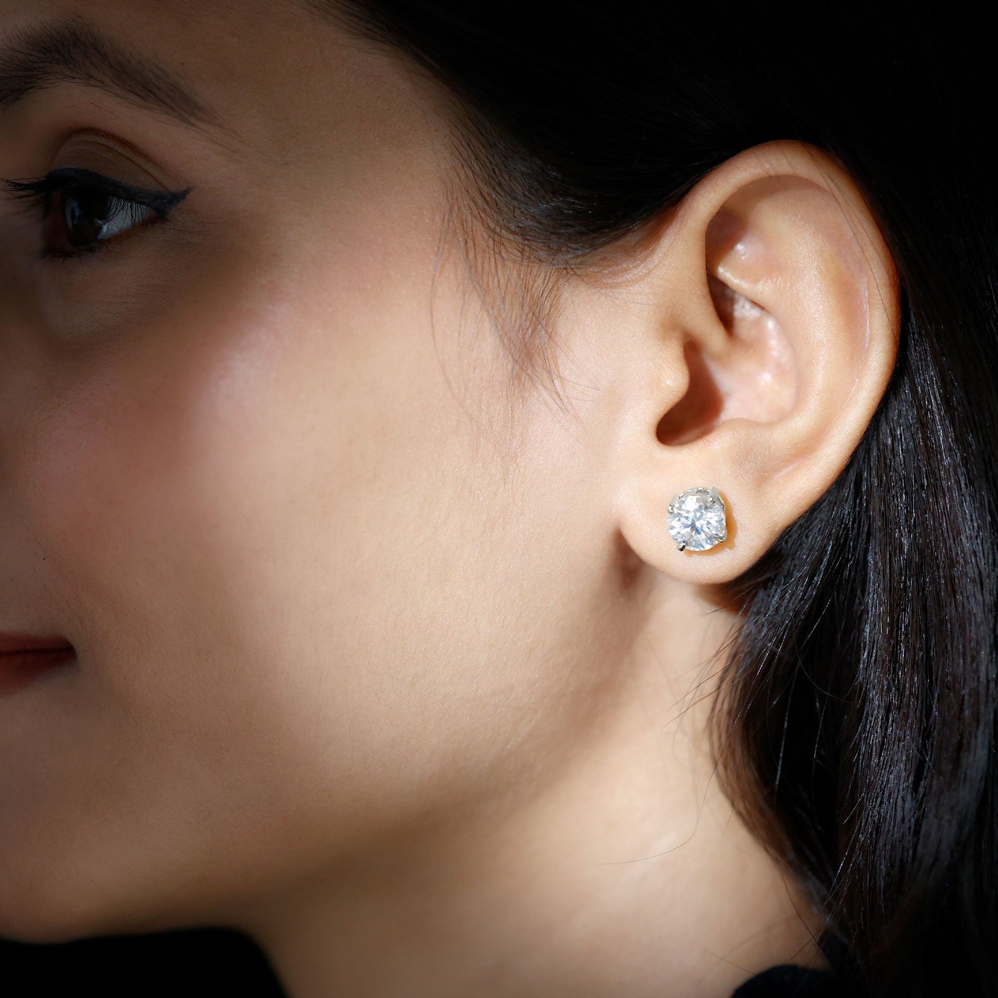 Certified 4 Carat Moissanite Stud Earrings in Silver