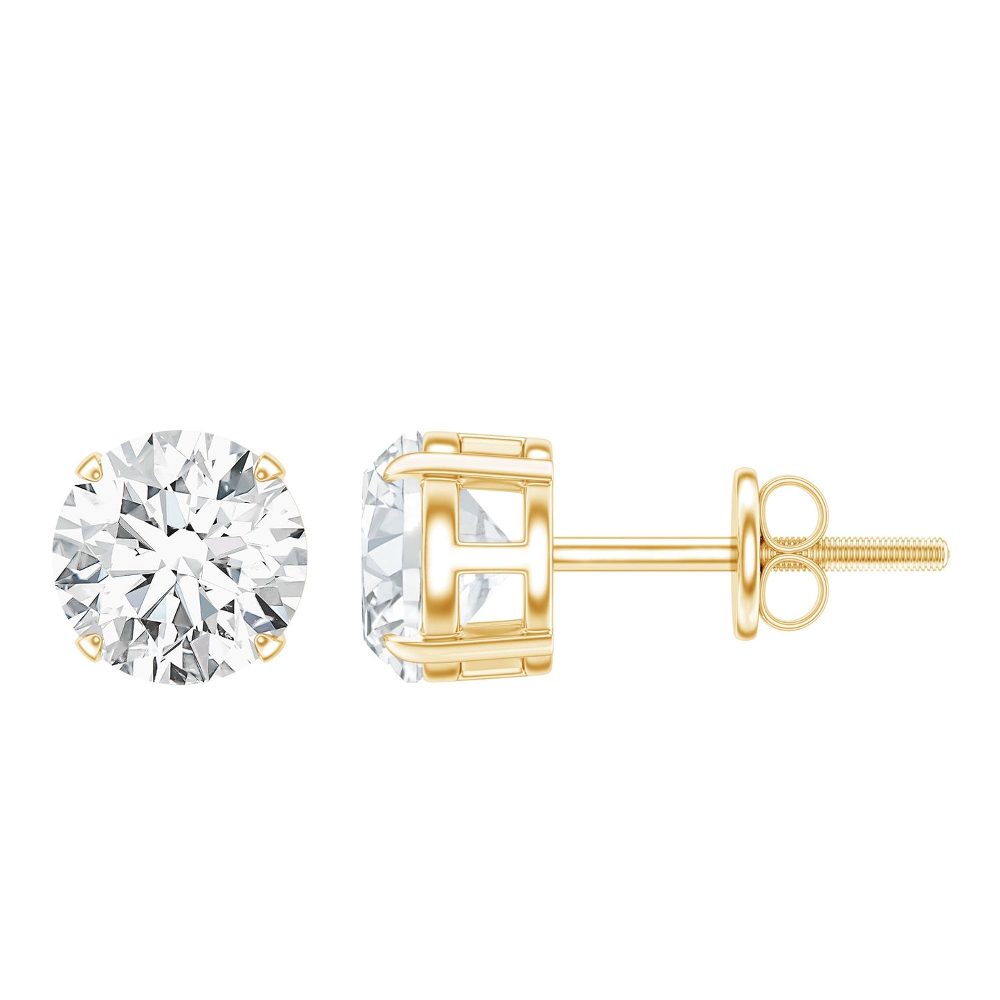 2 Carat Moissanite Solitaire Stud Earrings with Screw Backs