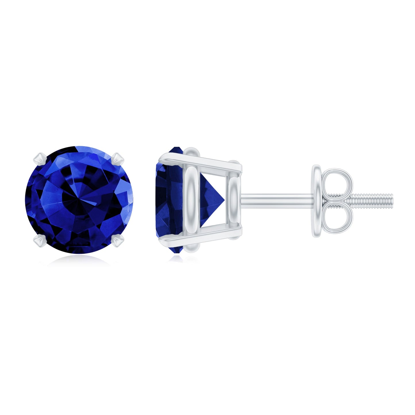 Womens Lab Created Blue Sapphire Solitaire Stud Earrings