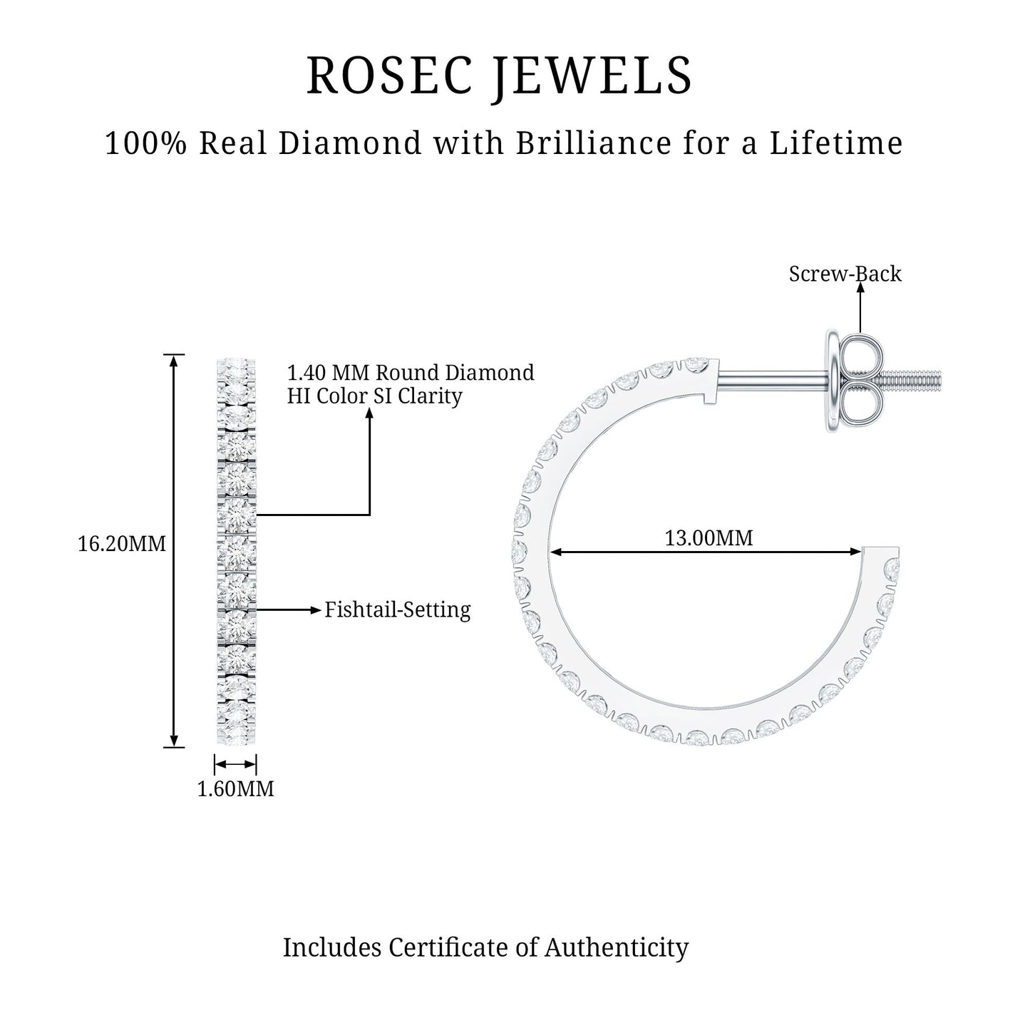 Round Shaped Diamond Hoop Earrings