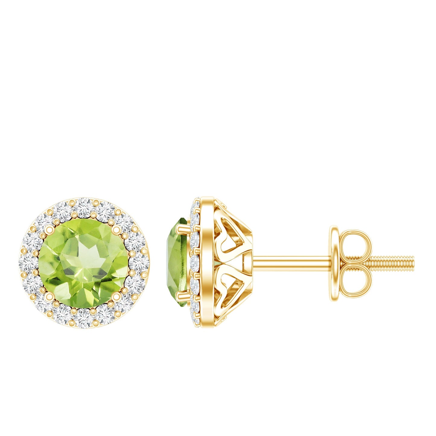Classic Peridot and Diamond Stud Earrings For Women