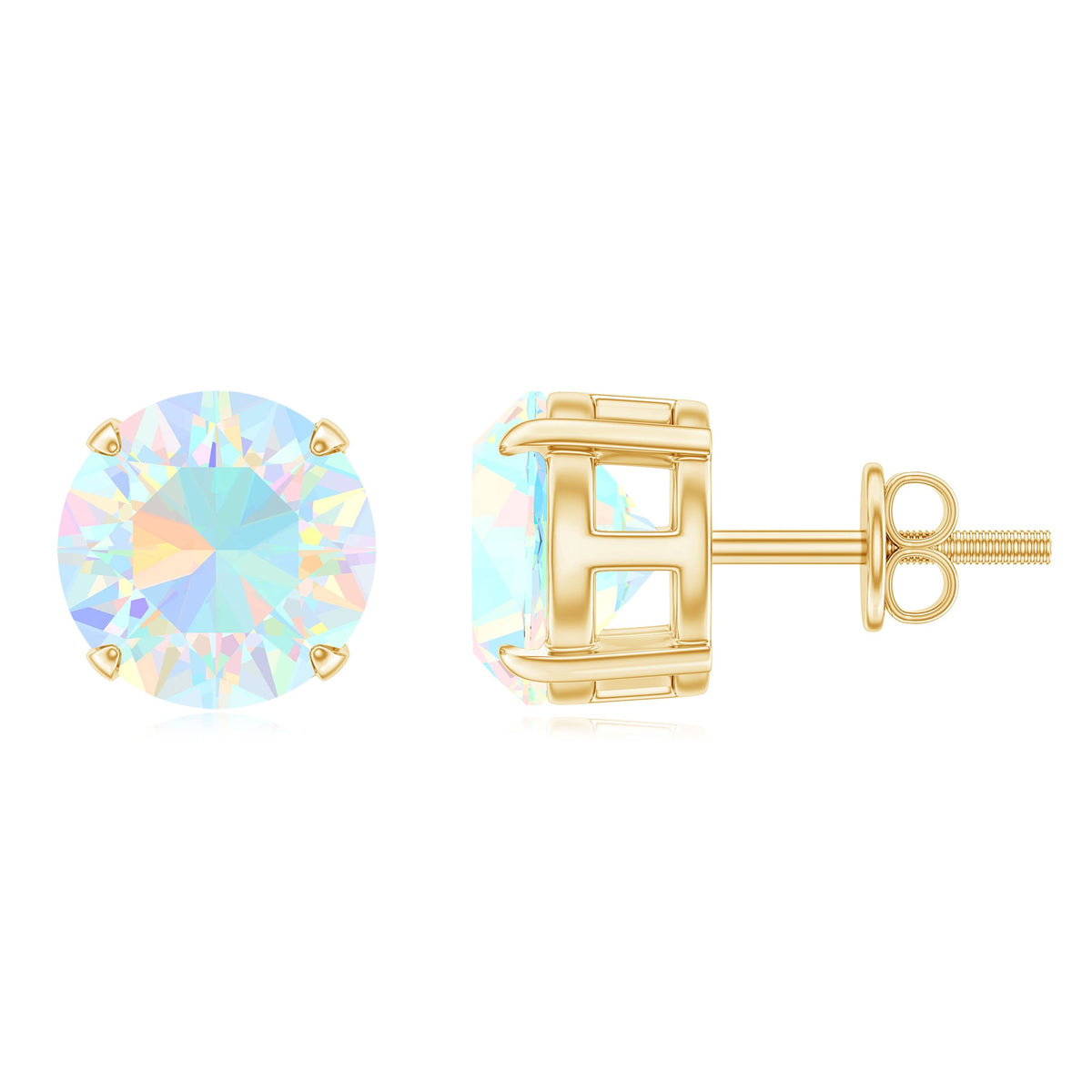 4 Carat Round Cut Ethiopian Opal Solitaire Stud Earrings for Women