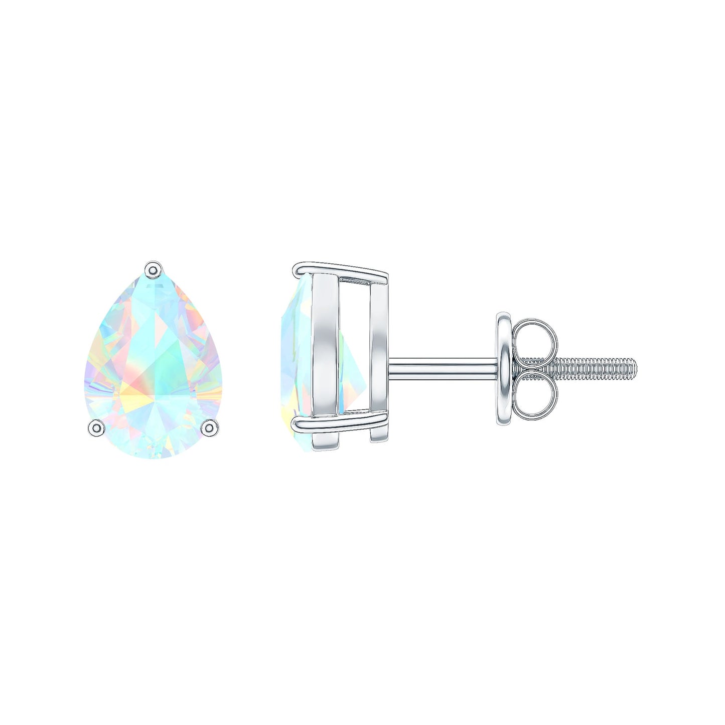 Pear Cut Ethiopian Opal Solitaire Stud Earrings in Gold