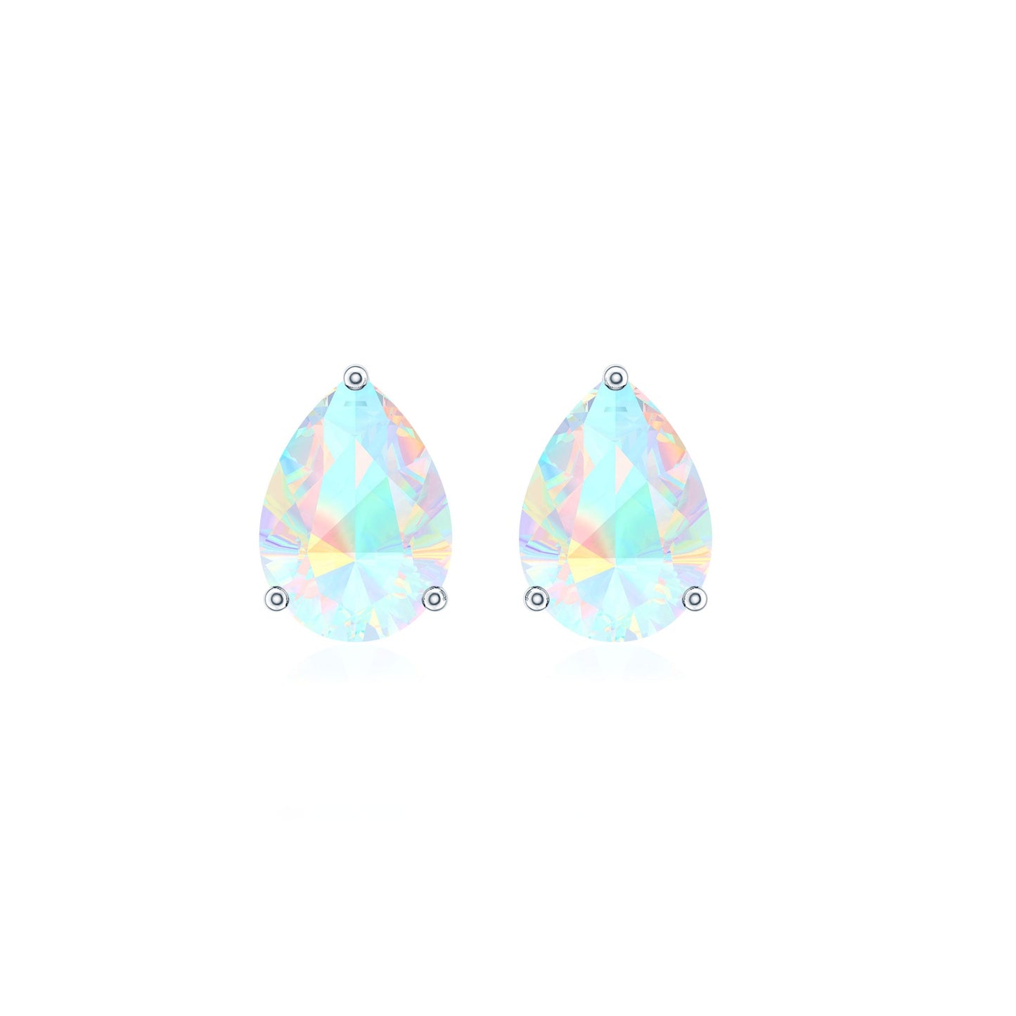 Pear Cut Ethiopian Opal Solitaire Stud Earrings in Gold
