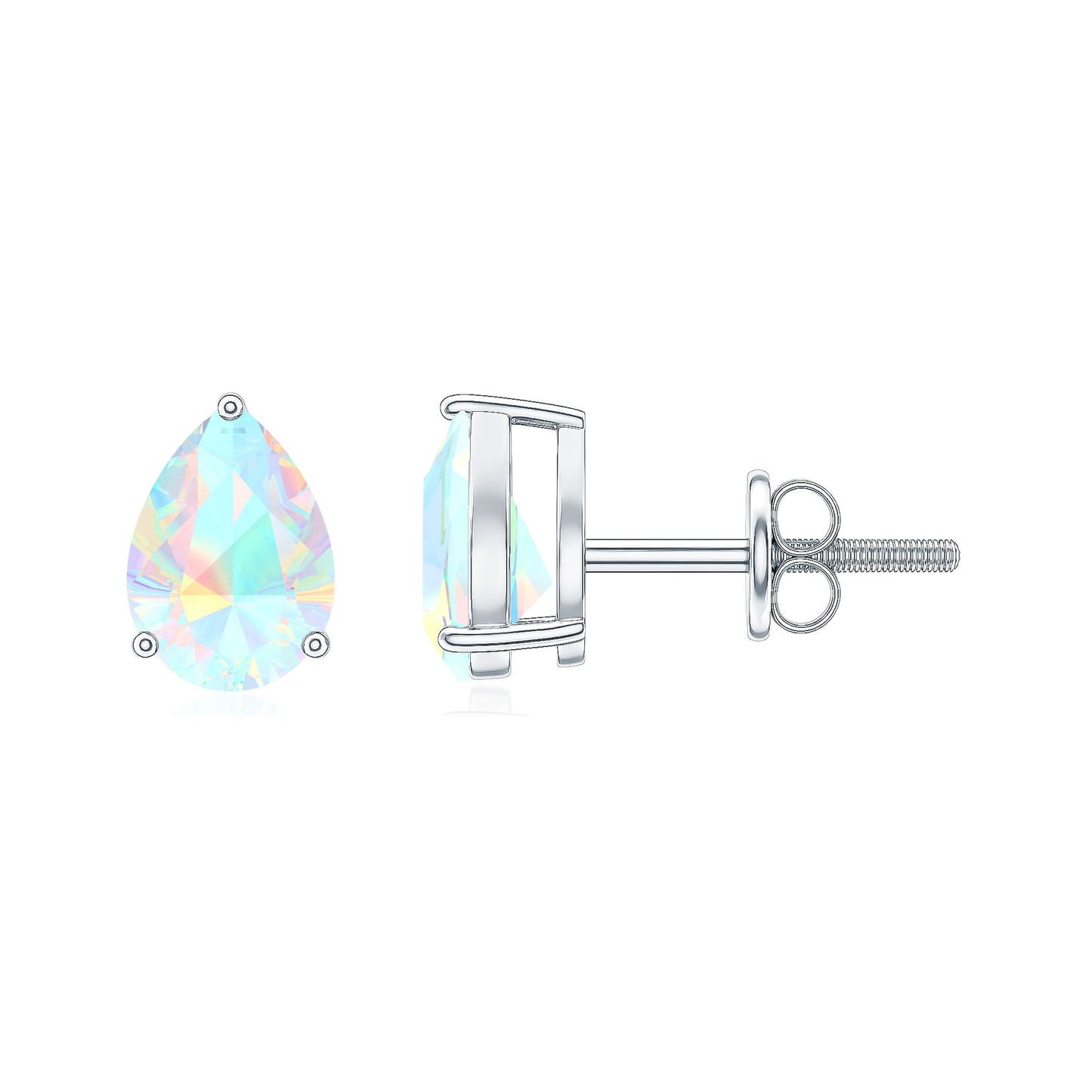 Pear Cut Ethiopian Opal Solitaire Stud Earrings in Gold