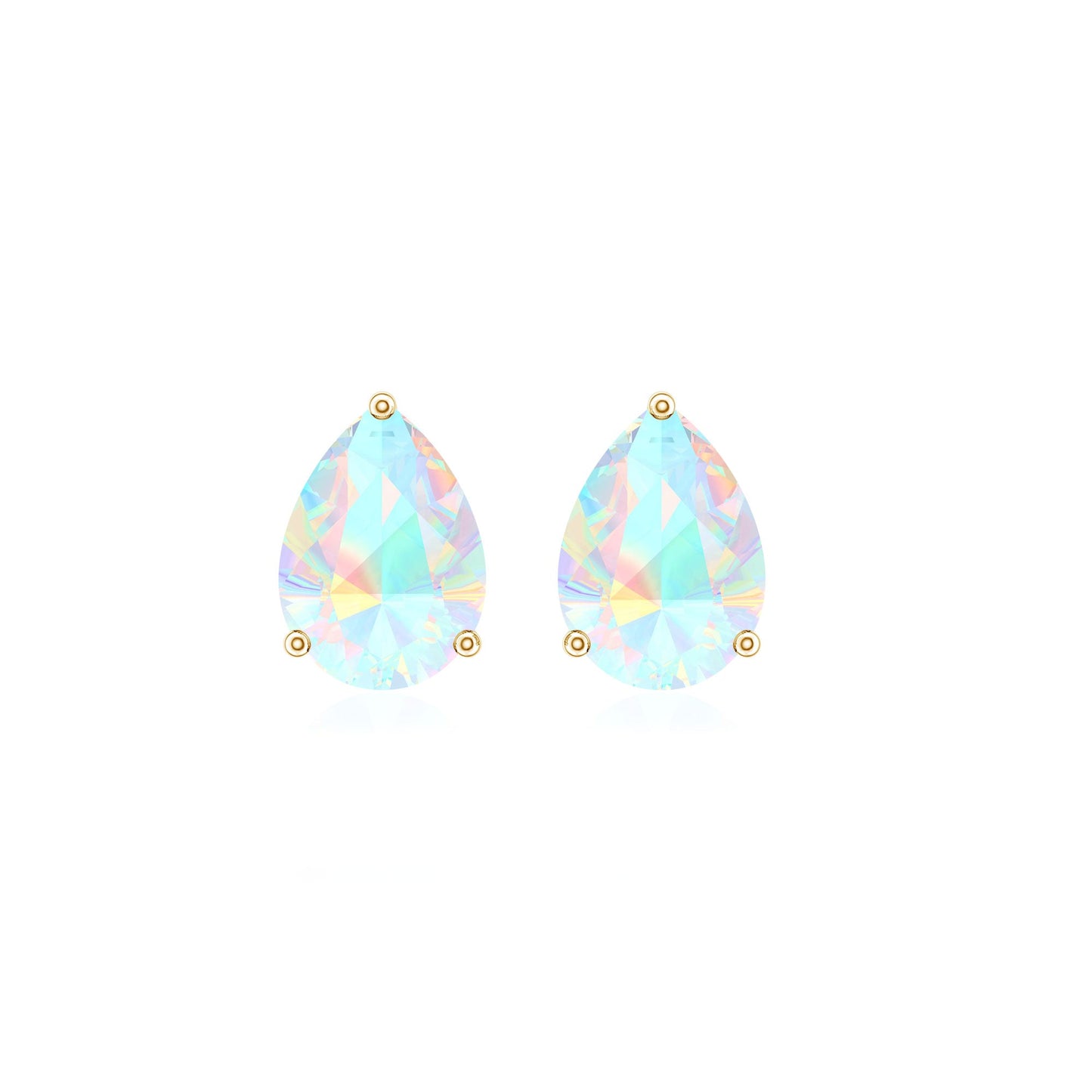 Pear Cut Ethiopian Opal Solitaire Stud Earrings in Gold