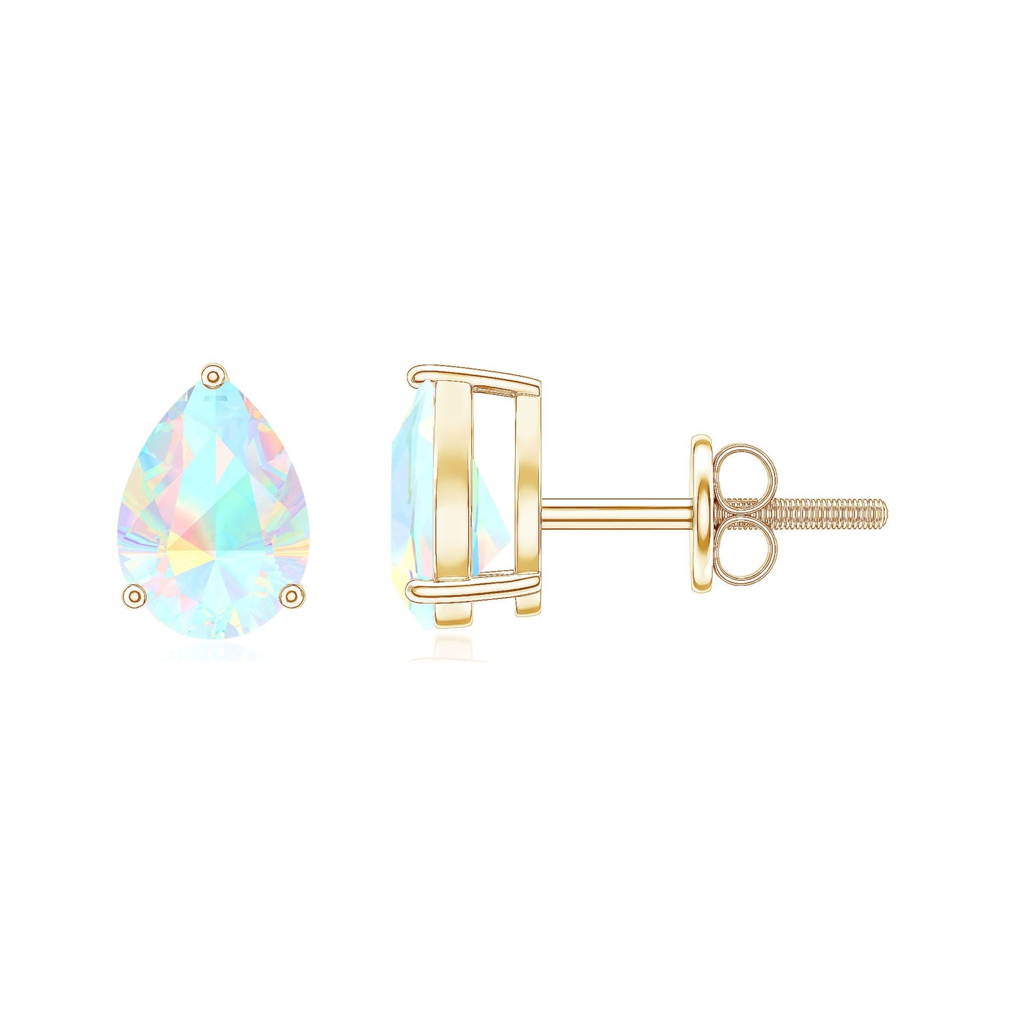 Pear Cut Ethiopian Opal Solitaire Stud Earrings in Gold