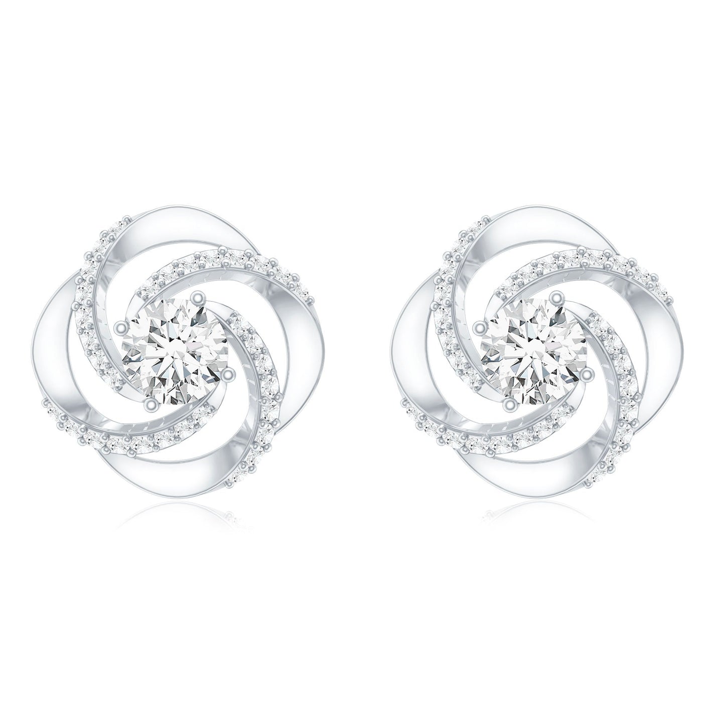 1 CT Round Shape Moissanite Swirl Stud Earrings