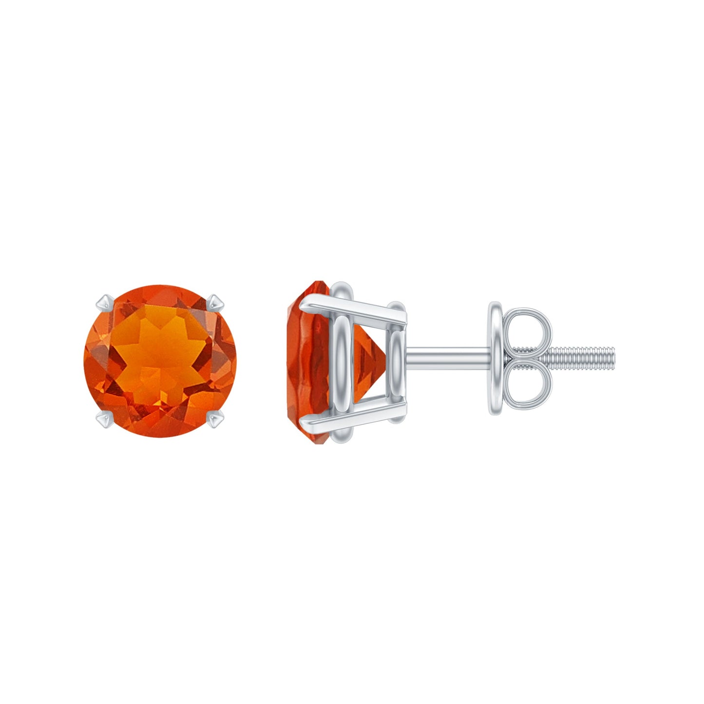 Fire Opal Stud Earrings with Screw on Backs