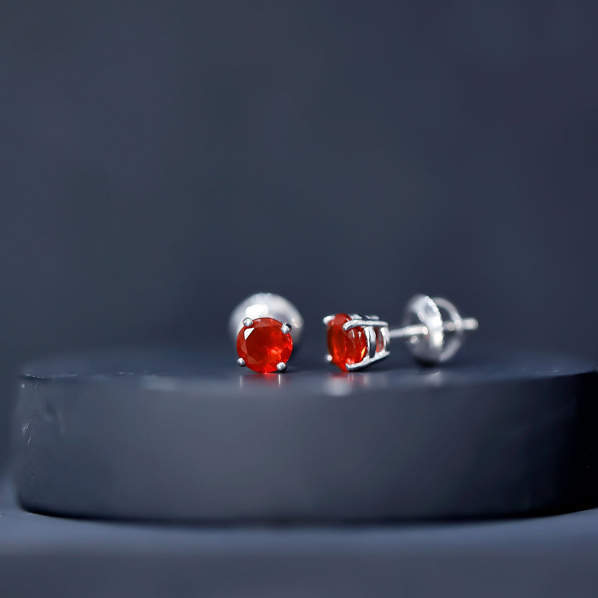 Fire Opal Stud Earrings with Screw on Backs
