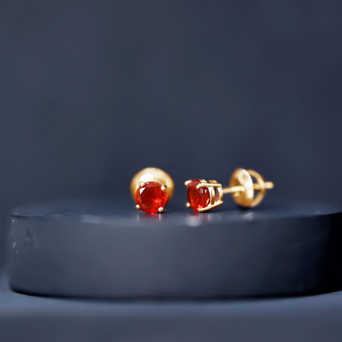Fire Opal Stud Earrings with Screw on Backs
