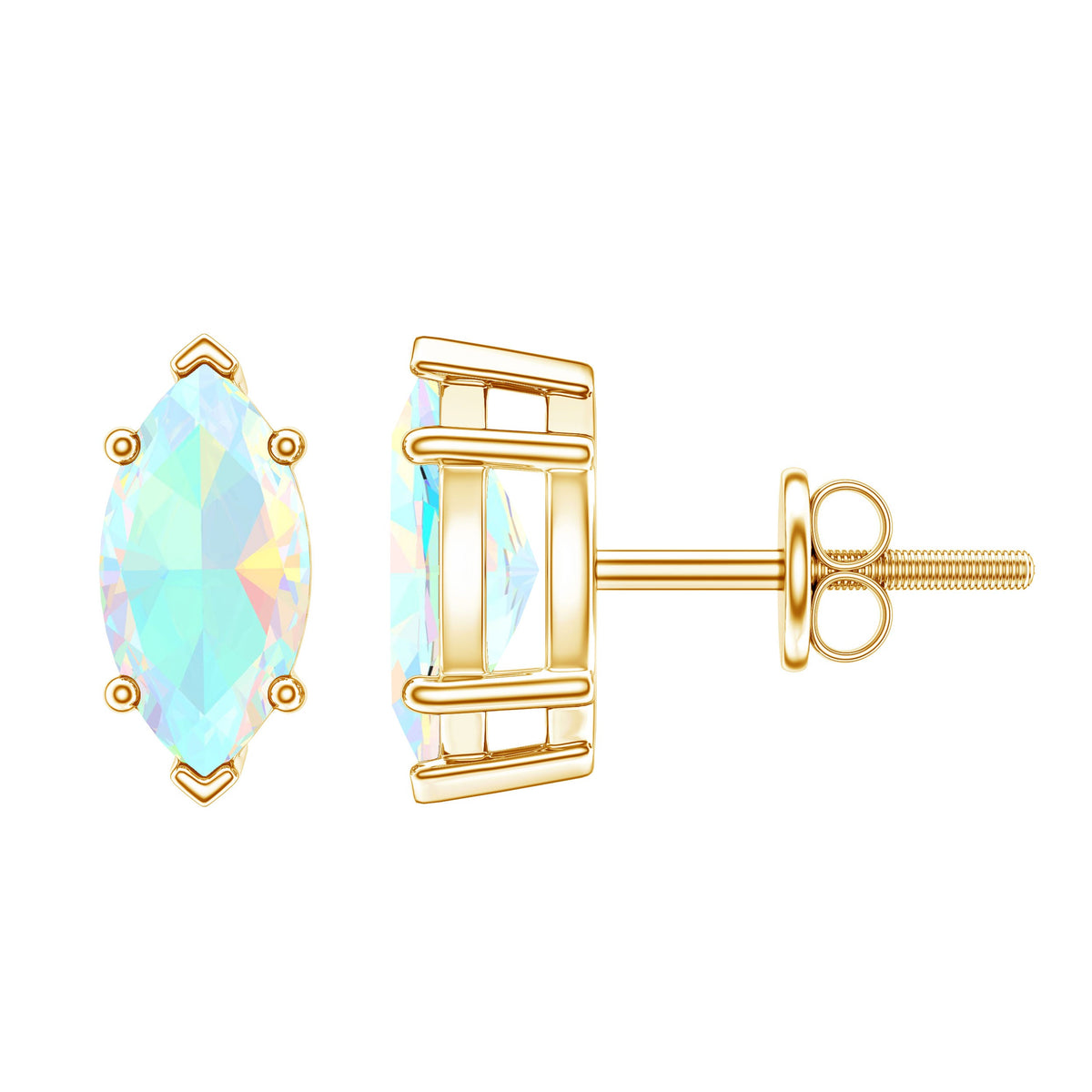 Certified Real Marquise Ethiopian Opal Earrings with Screw Back