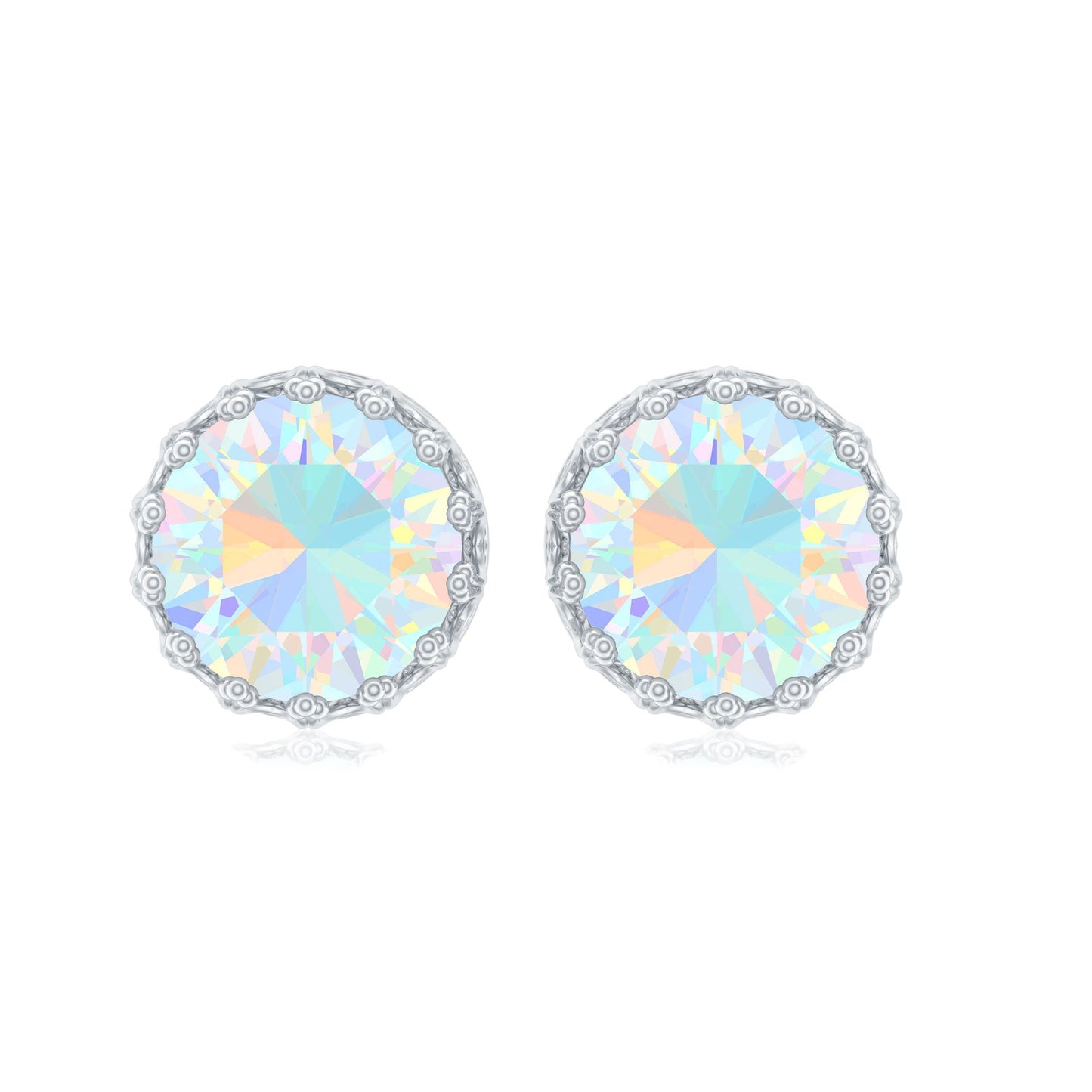 Real Ethiopian Opal Crown Stud Earrings with Certificate