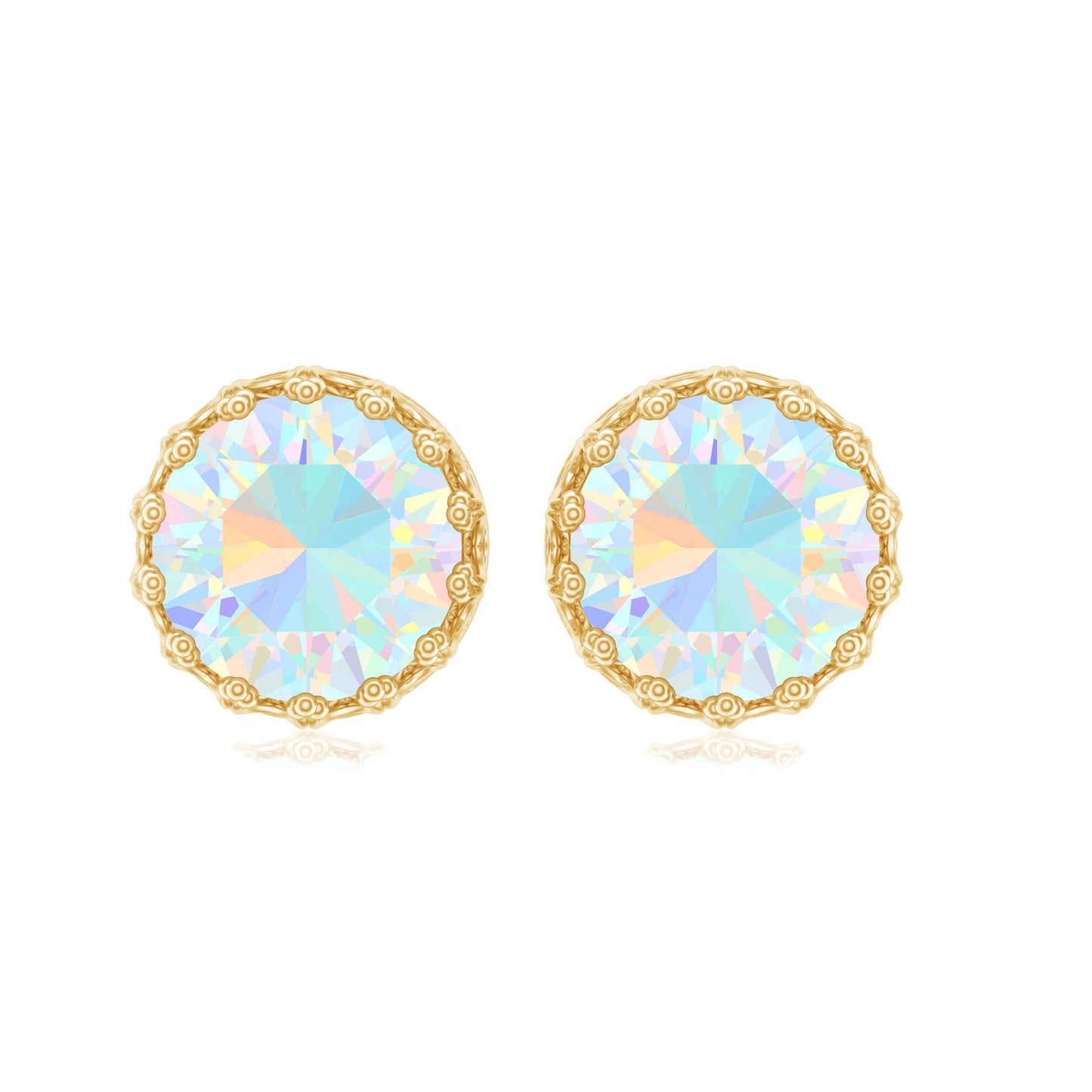 Real Ethiopian Opal Crown Stud Earrings with Certificate