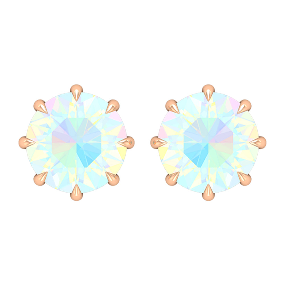 Natural 4 Carat Rainbow Ethiopian Opal Earrings with Screw Back