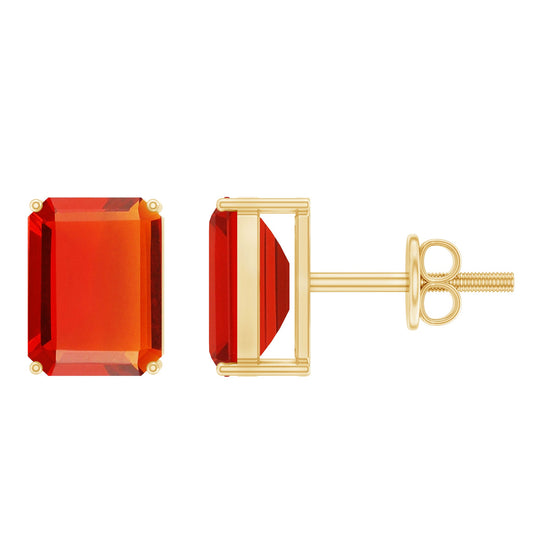 2 CT Emerald Cut Fire Opal Solitaire Stud Earrings for Women