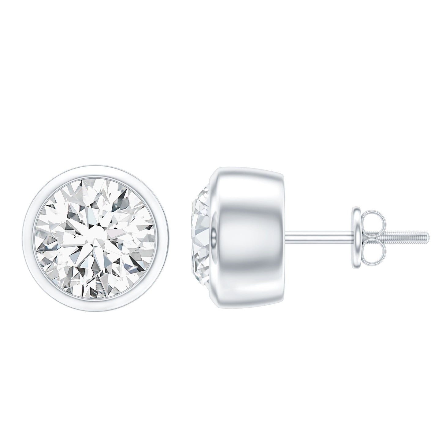 Certified 0.6 Carat Moissanite Stud Earrings in Bezel Setting
