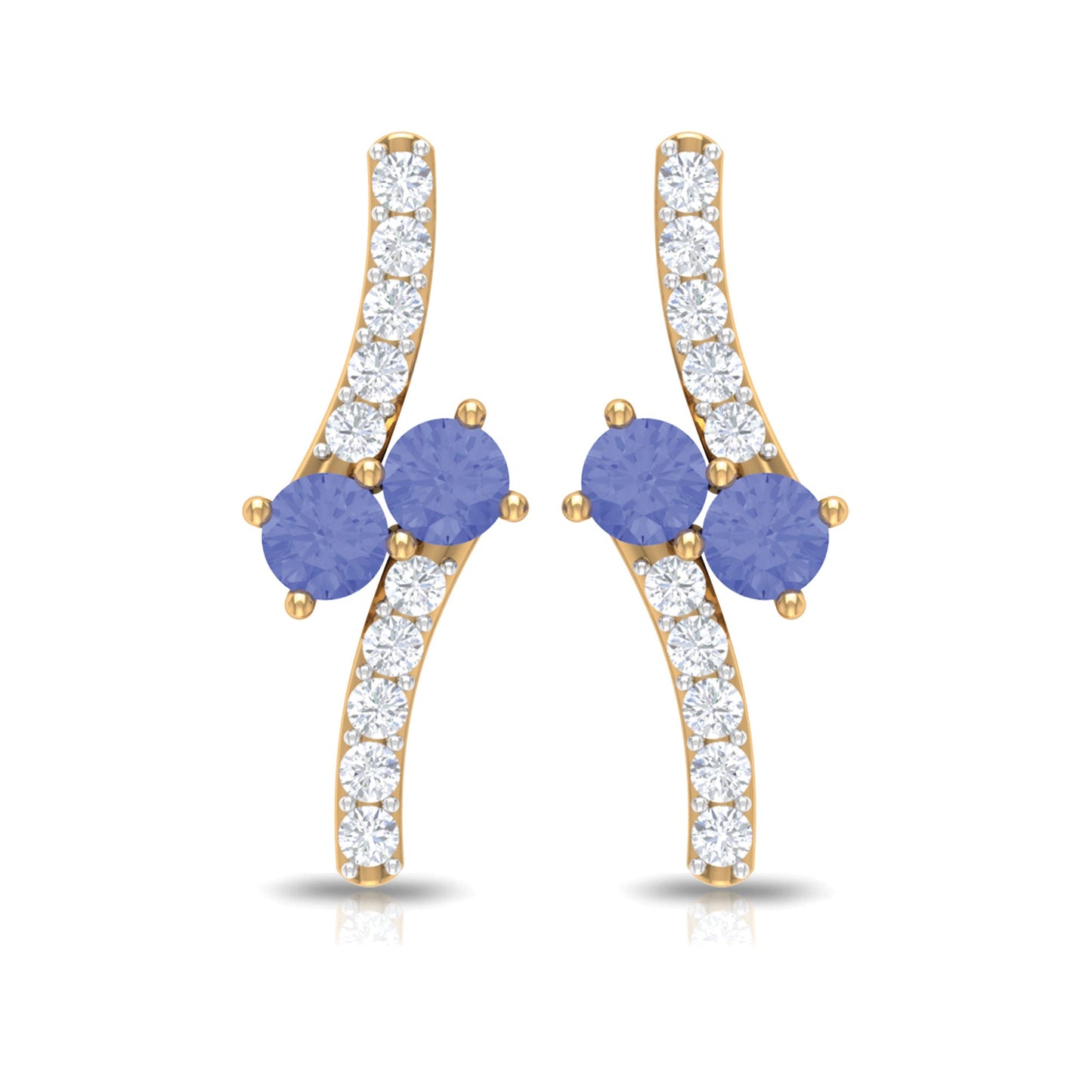 Real Tanzanite and Diamond Stud Earrings with Certificate