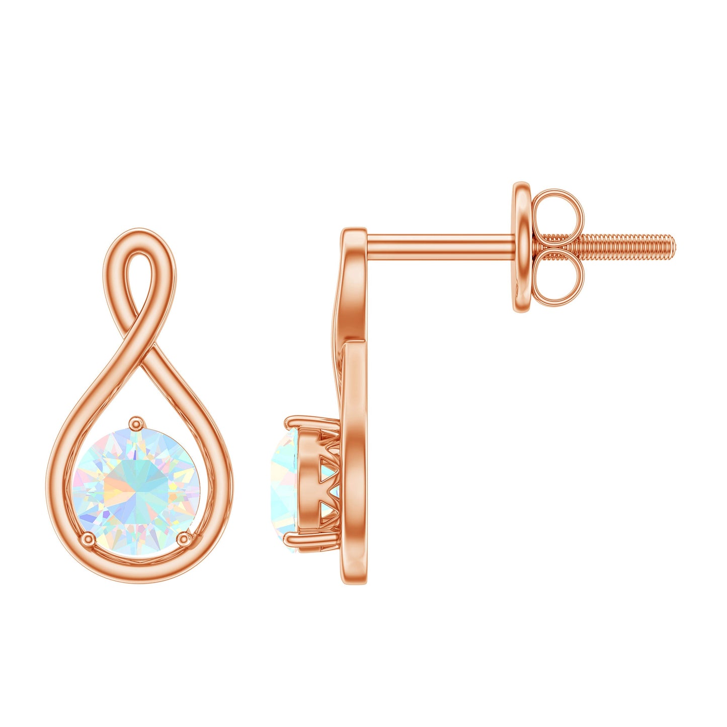 Genuine Ethiopian Opal Infinity Stud Earrings with Certificate