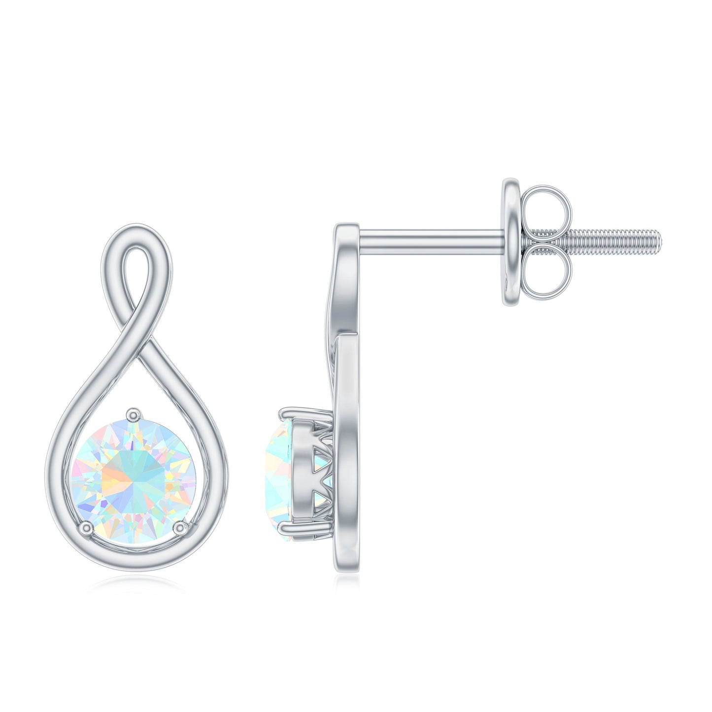 Genuine Ethiopian Opal Infinity Stud Earrings with Certificate