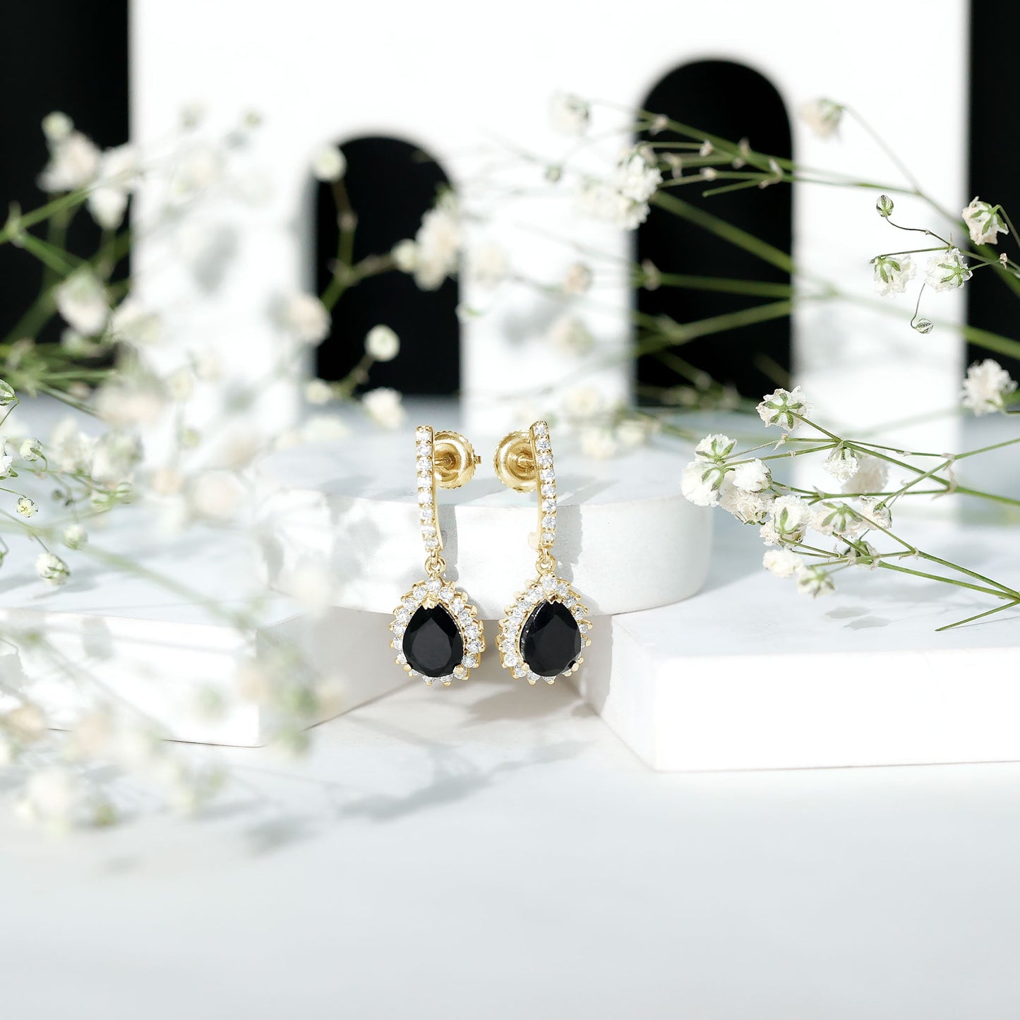 Lab Created Black Diamond Teardrop Hoop Earrings