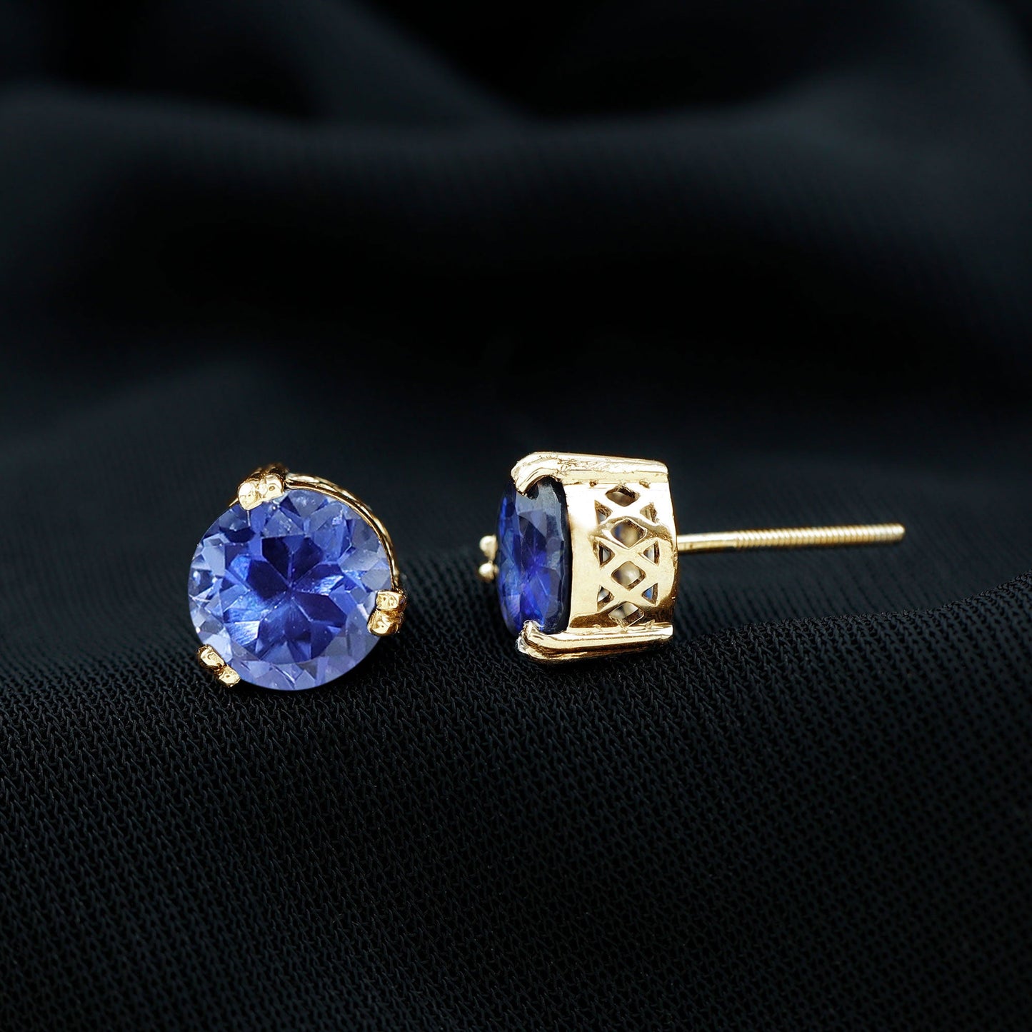 5.4 Carat Lab Created Blue Sapphire Solitaire Stud Earrings