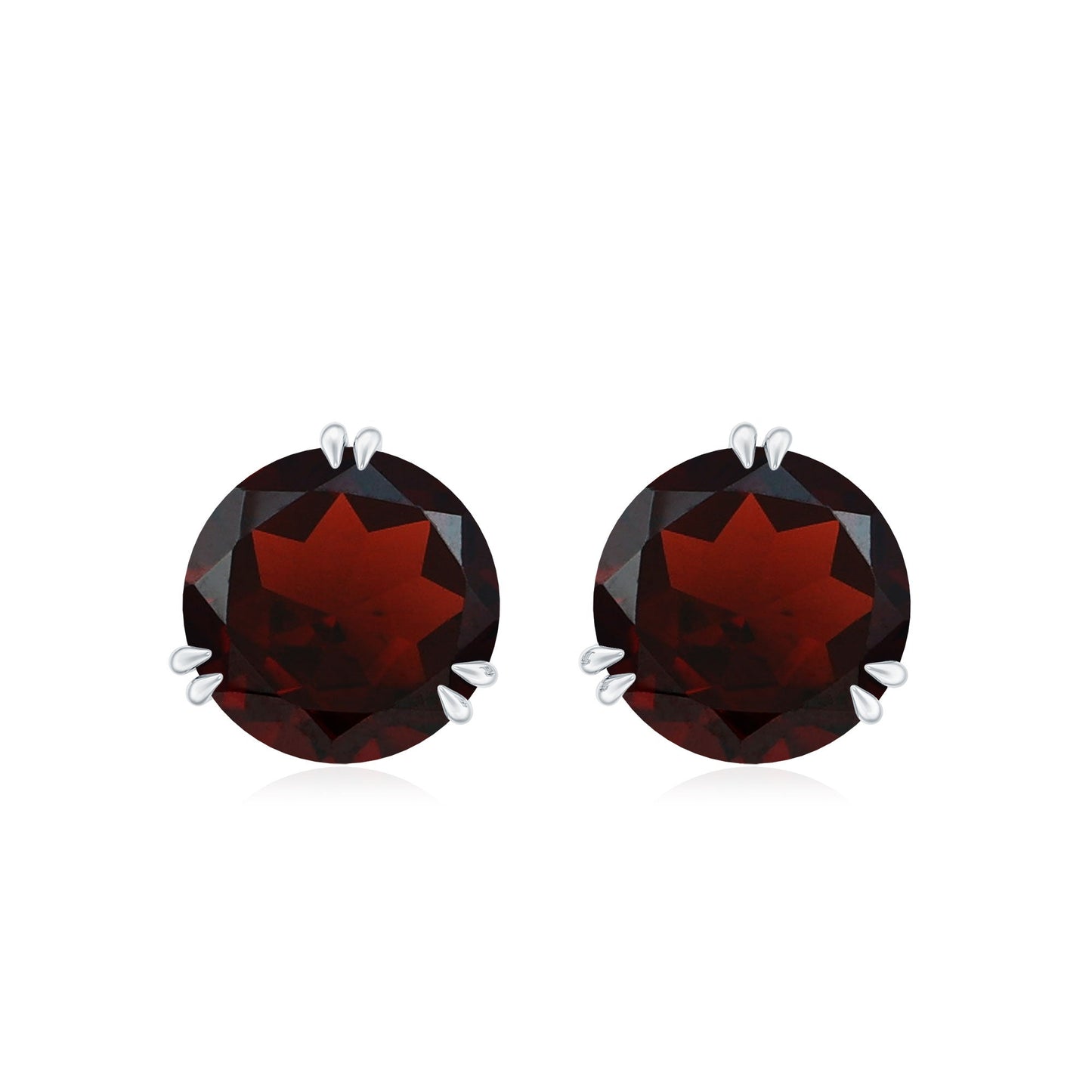 4.6 Carat Garnet Solitaire Stud Earrings in Double Prong Setting
