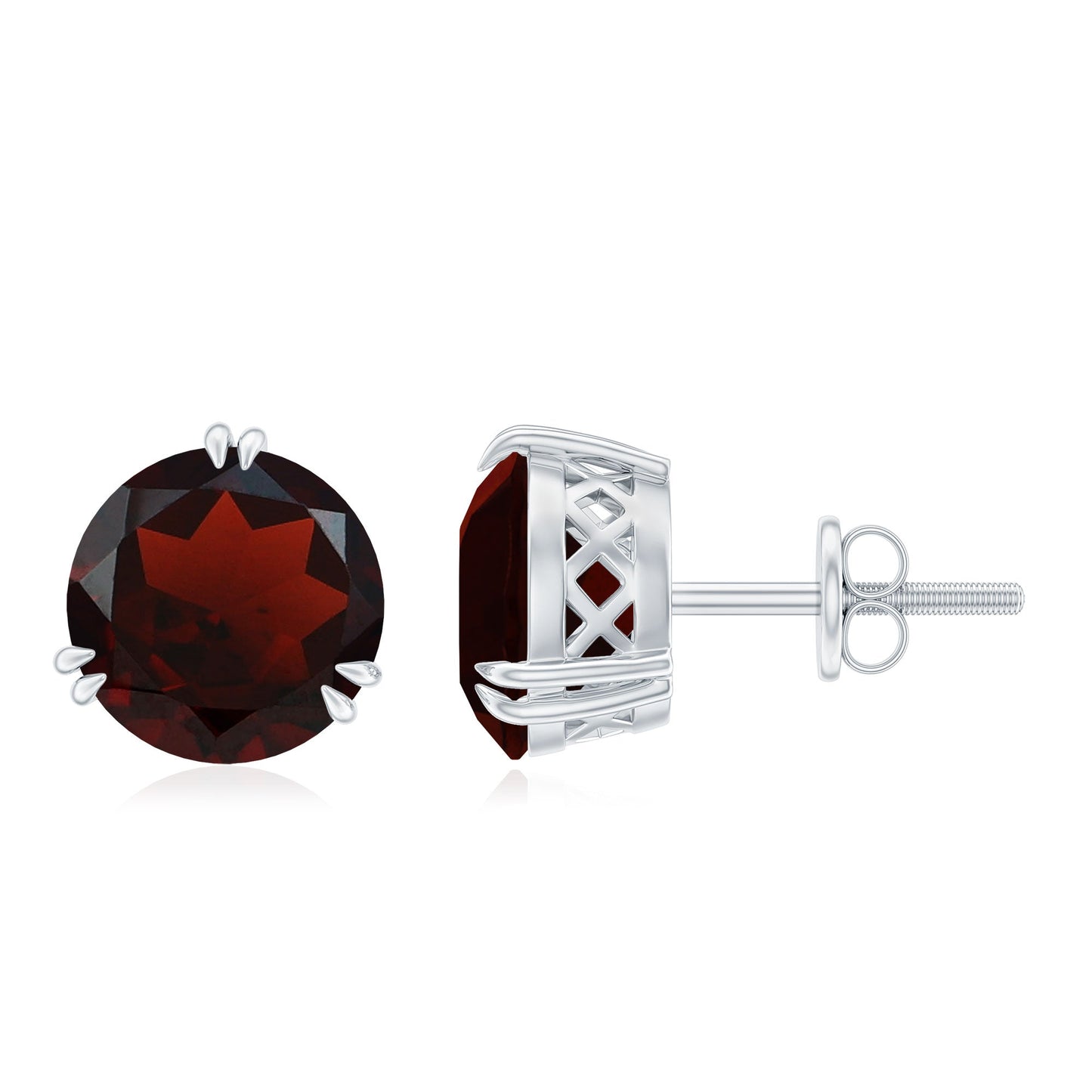 4.6 Carat Garnet Solitaire Stud Earrings in Double Prong Setting