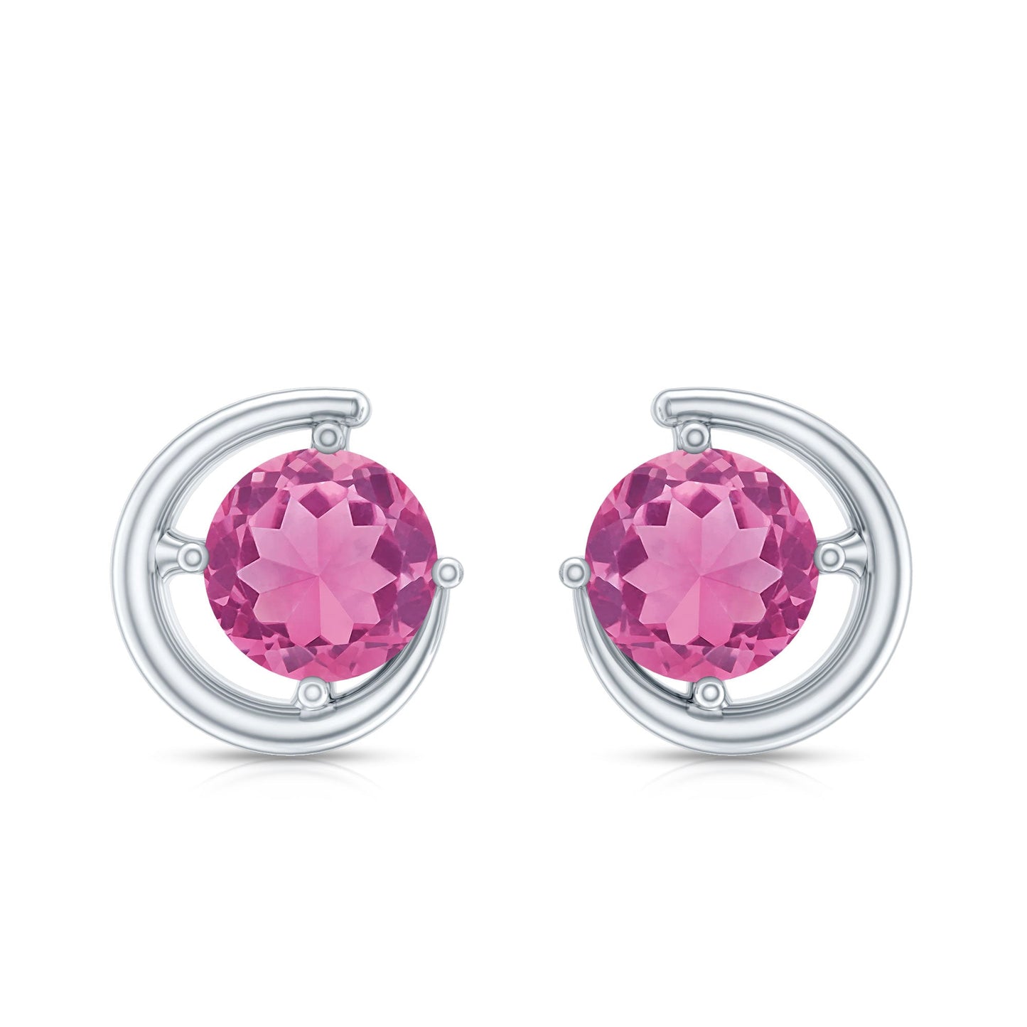 0.9 Carat Genuine Pink Tourmaline Solitaire Stud Earrings