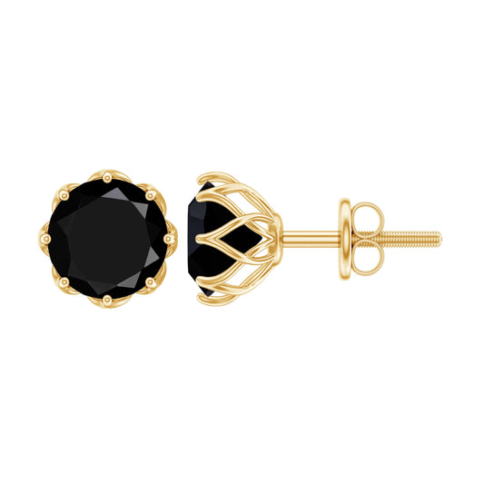 Natural 2.4 Carat Black Onyx Earrings with Screw Back
