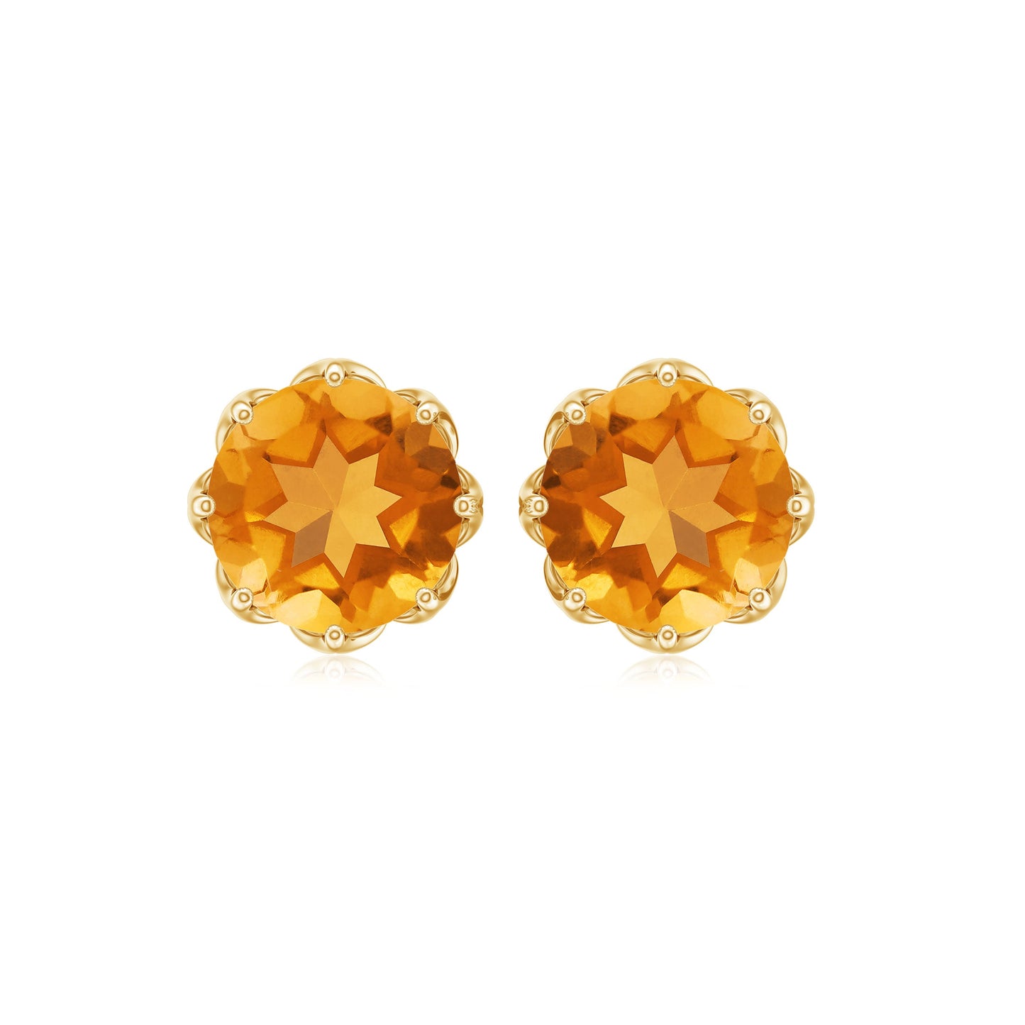 Natural 2.4 Carat Citrine Stud Earrings with Screw Back