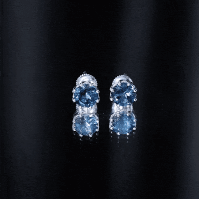 2.7 Carat Genuine London Blue Topaz Solitaire Stud Earrings With Certificate