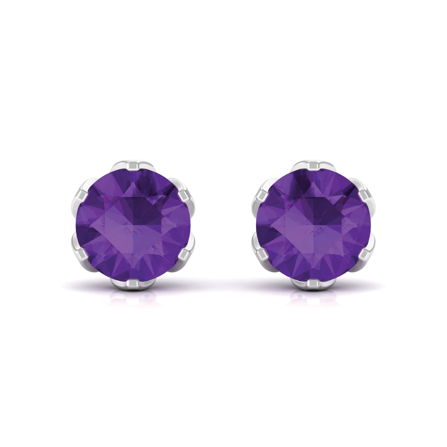 2.4 Carat Amethyst Solitaire Stud Earrings For Women