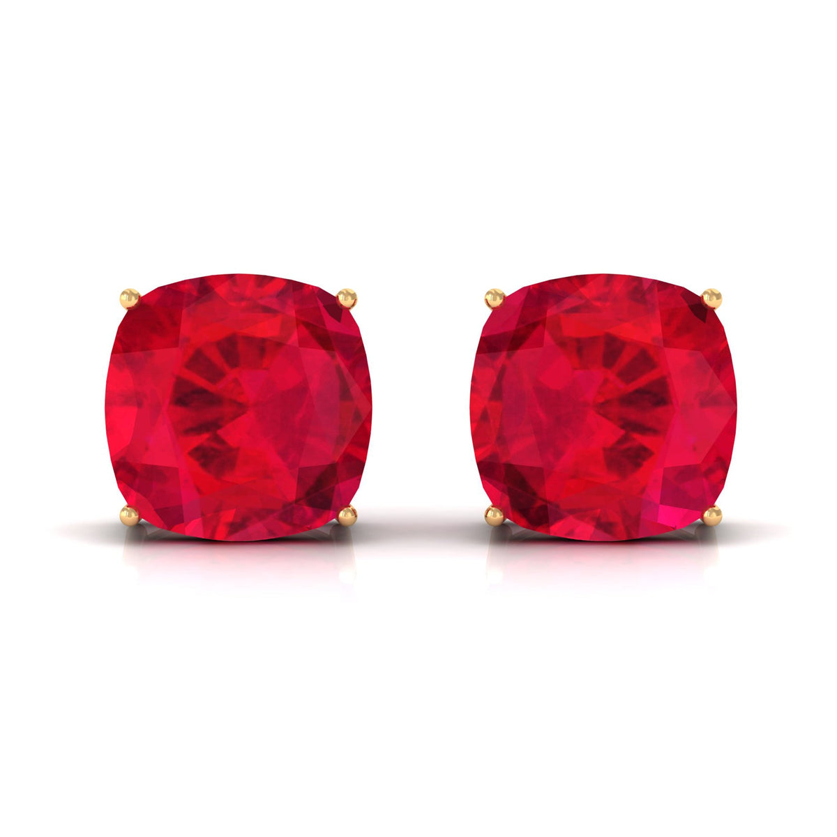 7.6 CT Created Ruby Solitaire Stud Earrings in 4 Prong Setting
