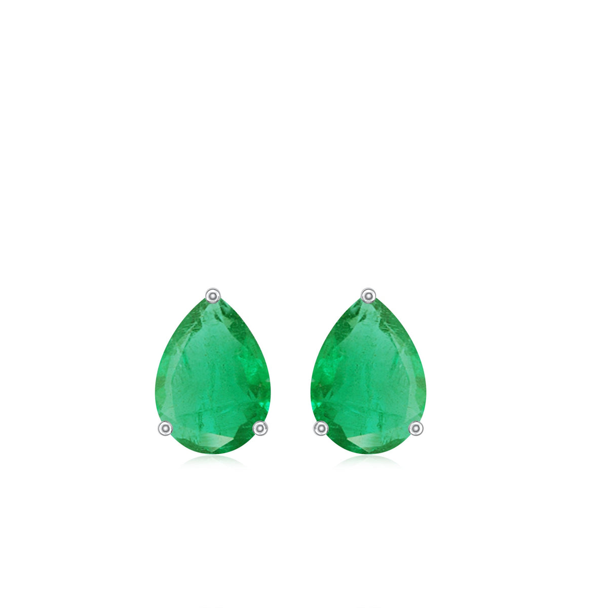 1.3 Carat Pear Cut Emerald Solitaire Stud Earrings