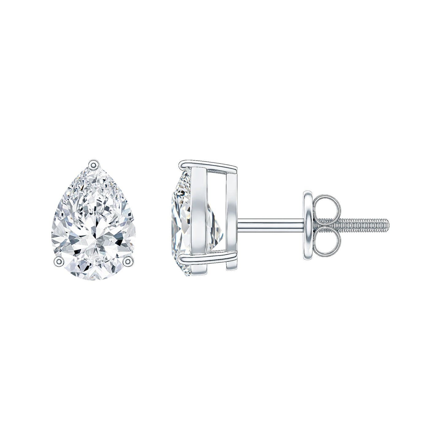 1.5 Carat Pear Cut Moissanite Teardrop Stud Earrings