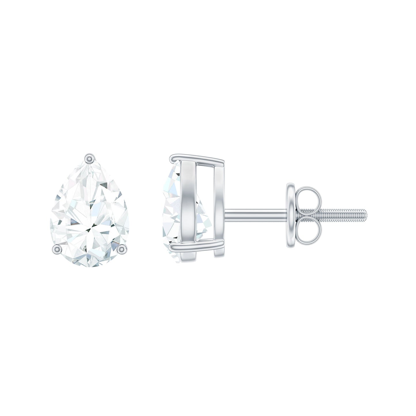 Solitaire Pear Cut Moissanite Stud Earrings